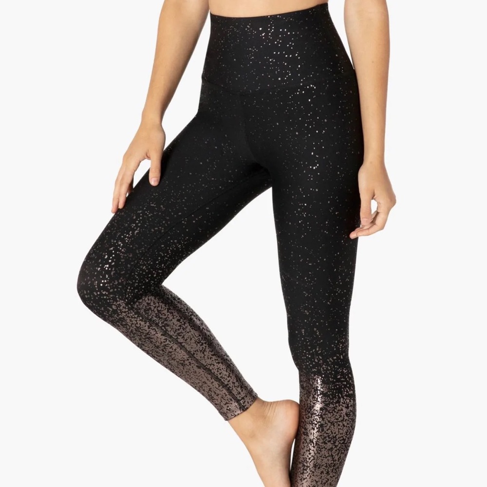 Black Gunmetal Speckle Beyond Yoga Leggings